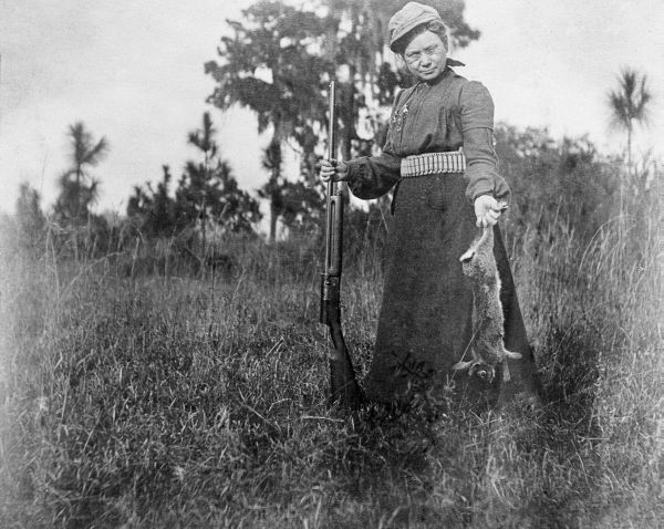 Mrs. E. Morton with rabbit - Leesburg, Florida