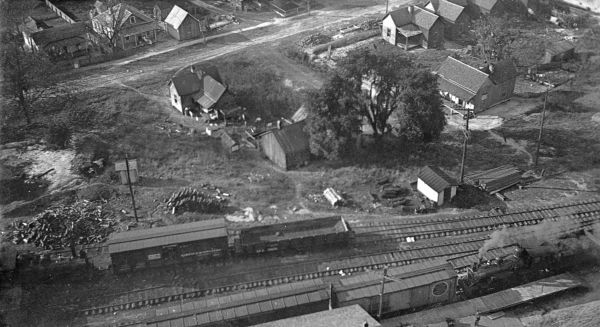 Aerial view of Atlantic Coast Line railroad yard in Ocala.