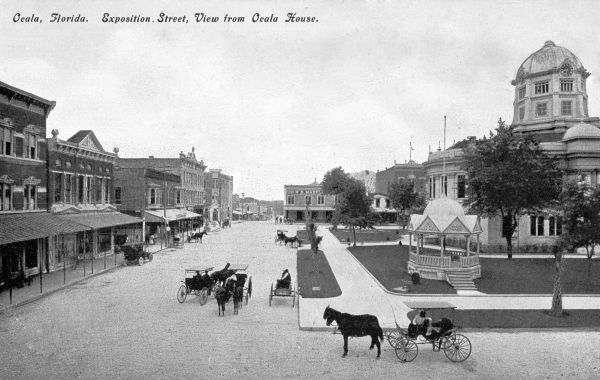 View looking down Exposition Street from the Ocala House - Ocala, Florida.