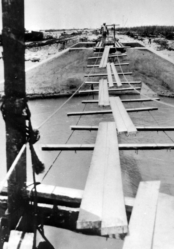 Temporary bridge over washed out roadbed - Snake Creek, Plantation Key