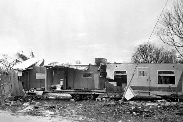 Damaged trailer after Hurricane Donna - Islamorada, Florida