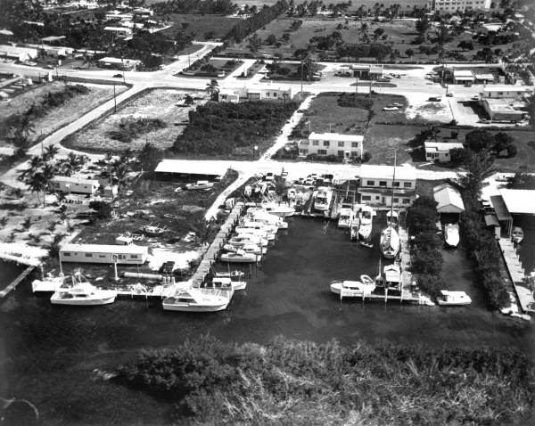 Aerial of a dock in the Florida Keys