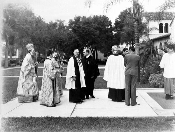 Greek Orthodox church officials preparing for the ceremony