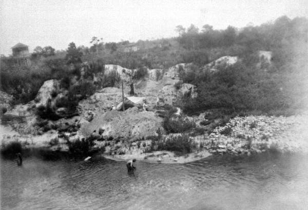 View of canal showing where excavation for human remains was made.