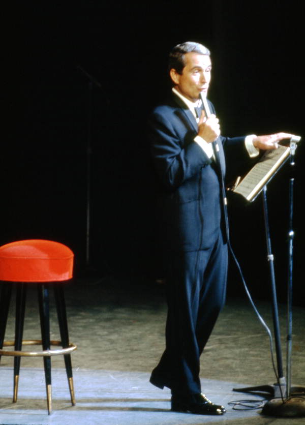 View of singer Perry Como performing