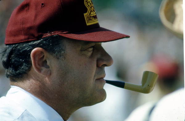 Governor Claude Kirk wearing a Florida State University Seminoles hat
