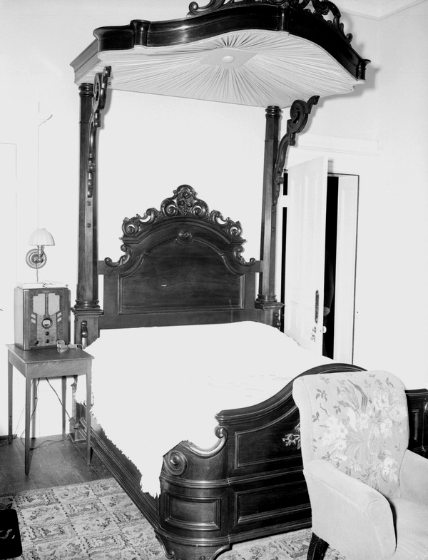 Canopy bed on display at Goodwood