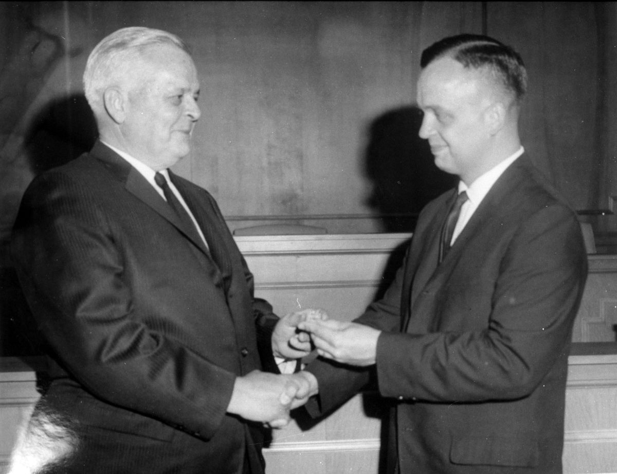Florida State Senator W. Turner Davis shaking hands with his nephew - Madison County, Florida