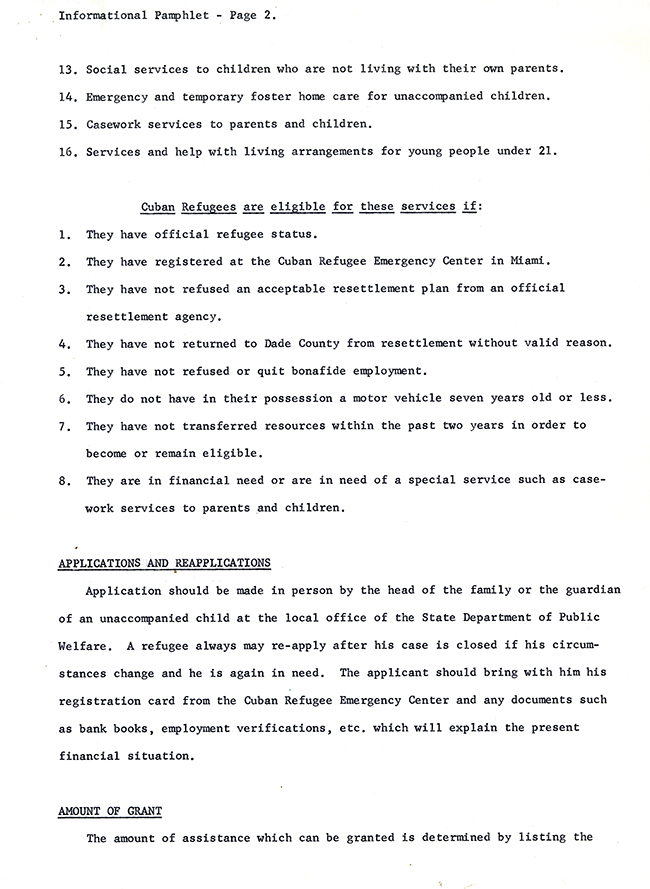 Cuban Refugee Assistance Program in Florida
