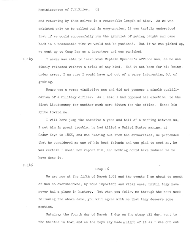 View entire document Joshua Hoyet Frier's Civil War Memoir