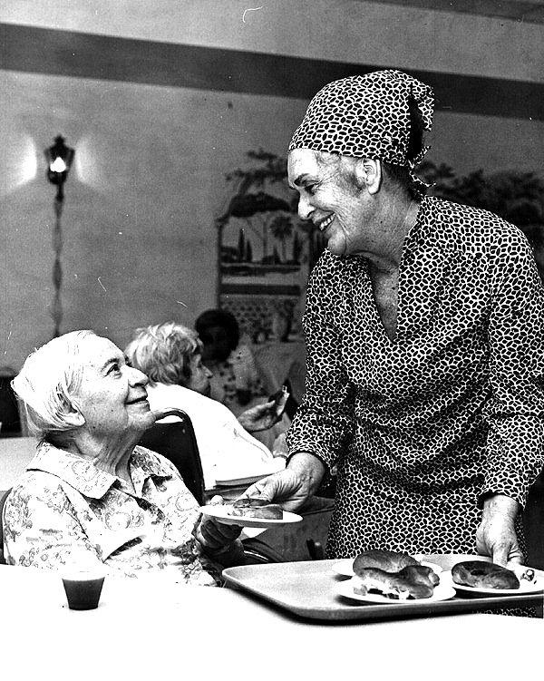 Lily Stone helping at the Miami Beach Hebrew House for the Aged