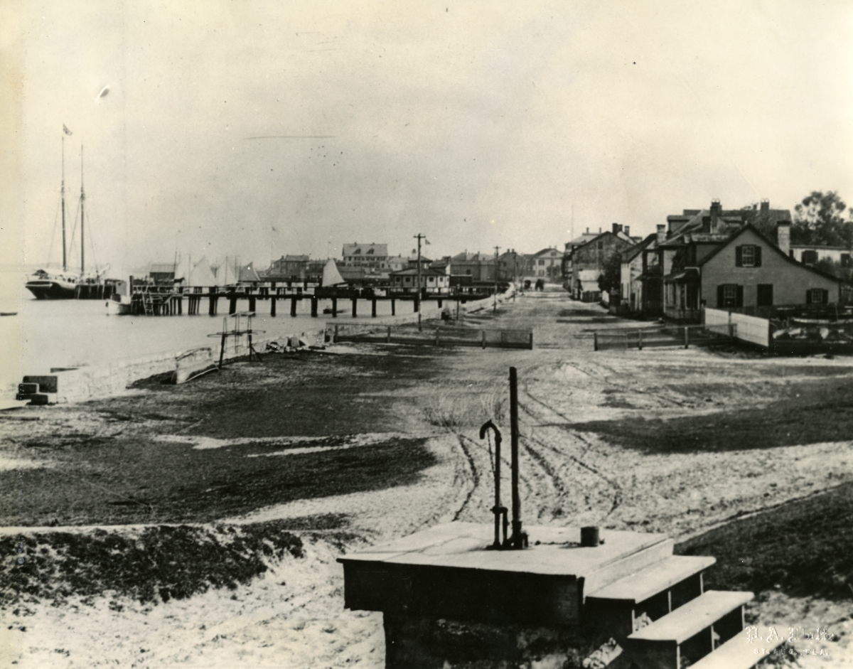 Looking south along Bay Street from Fort San Marcos in St. Augustine, Florida.