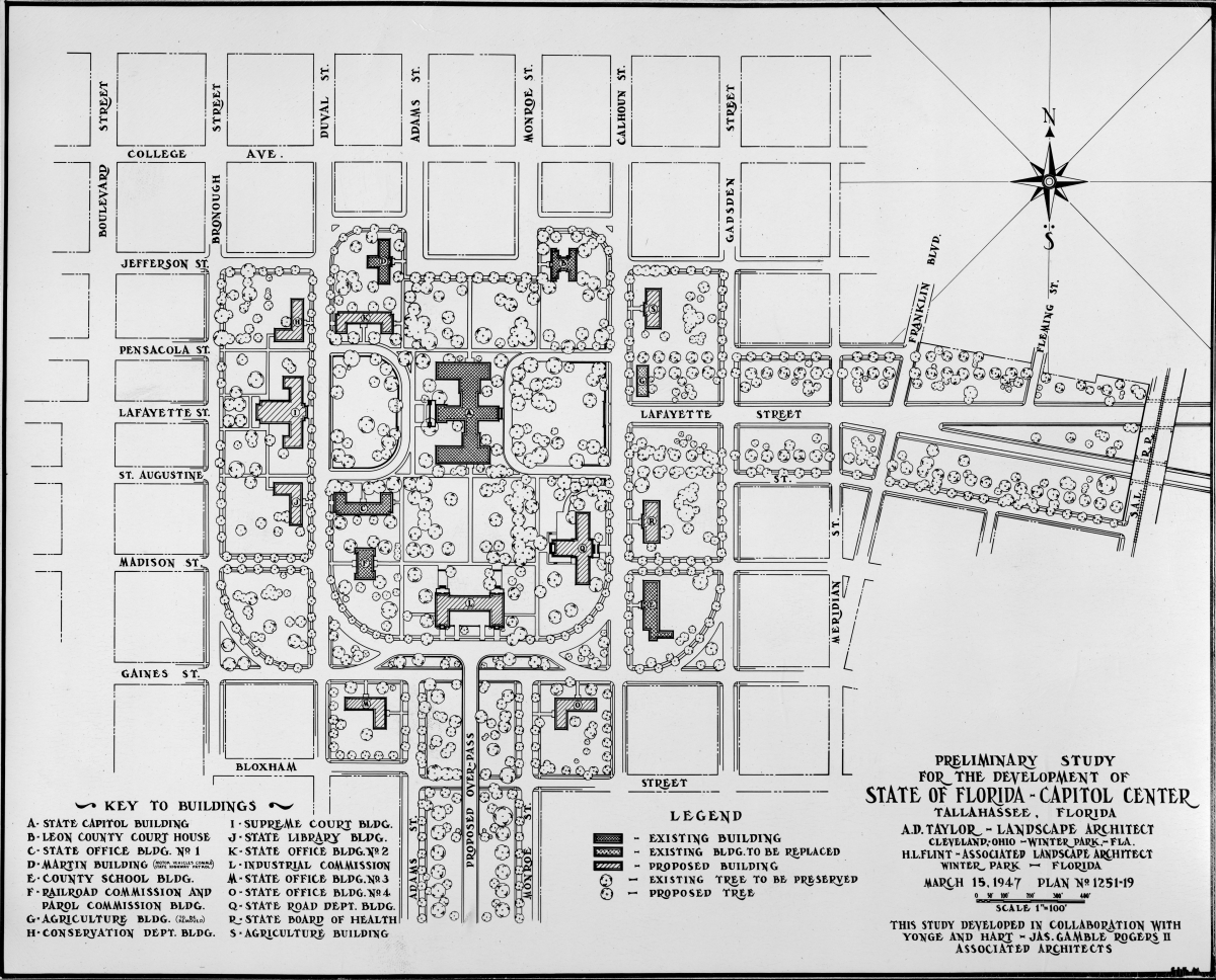 Preliminary study for the development of State of Florida - Capitol Center - Tallahassee, Florida.