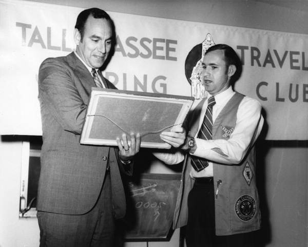 Florida Park Service director Ney Landrum receiving award from the Tallahassee Travel Club - Tallahassee, Florida.