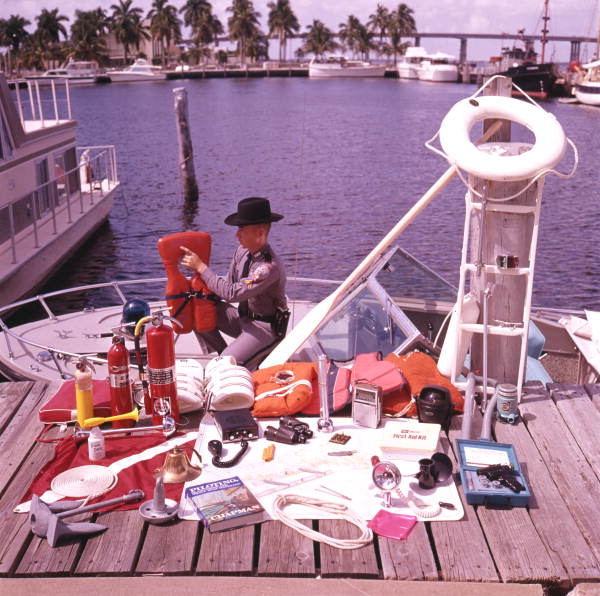 Florida Marine Patrol officer with safety equipment