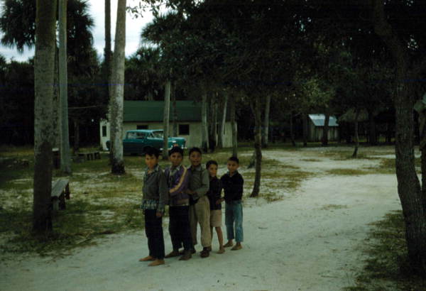Seminole Indian children playing in the road