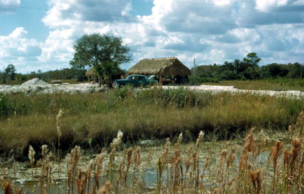 Car parked at a Seminole Indian home at the Big Cypress Seminole Indian Reservation