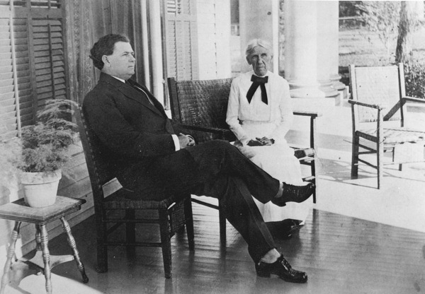 Florida Governor Park Trammell and his grandmother on the Mansion porch
