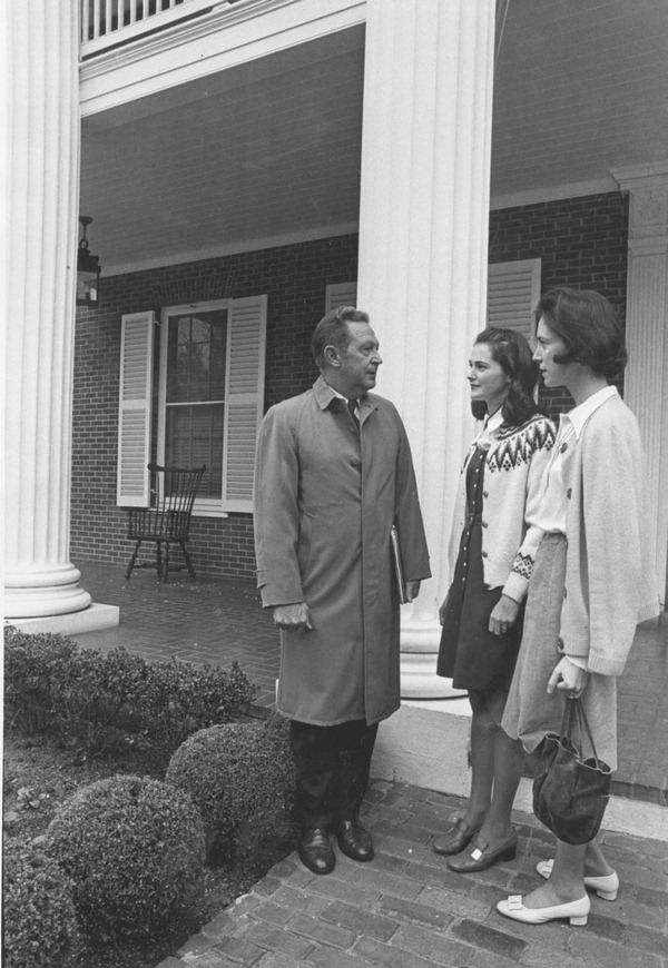 Florida Governor LeRoy Collins' daughters in front of the Governor's Mansion