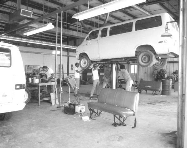 Prisoners repairing vans in Glades Correctional Institution - Belle Glade, Florida.