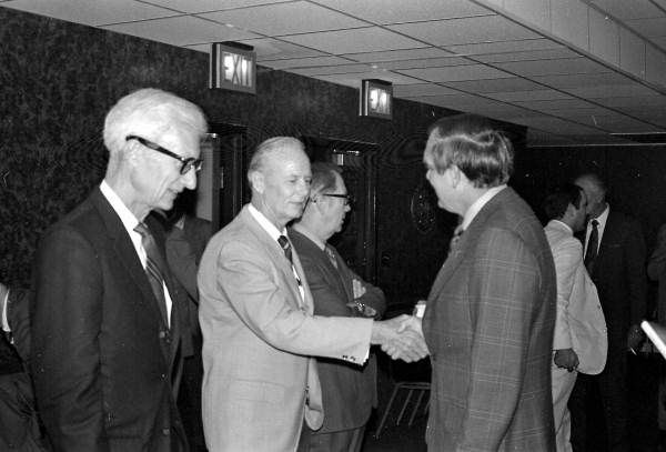 Men meeting with United States Senator Lawton Chiles.
