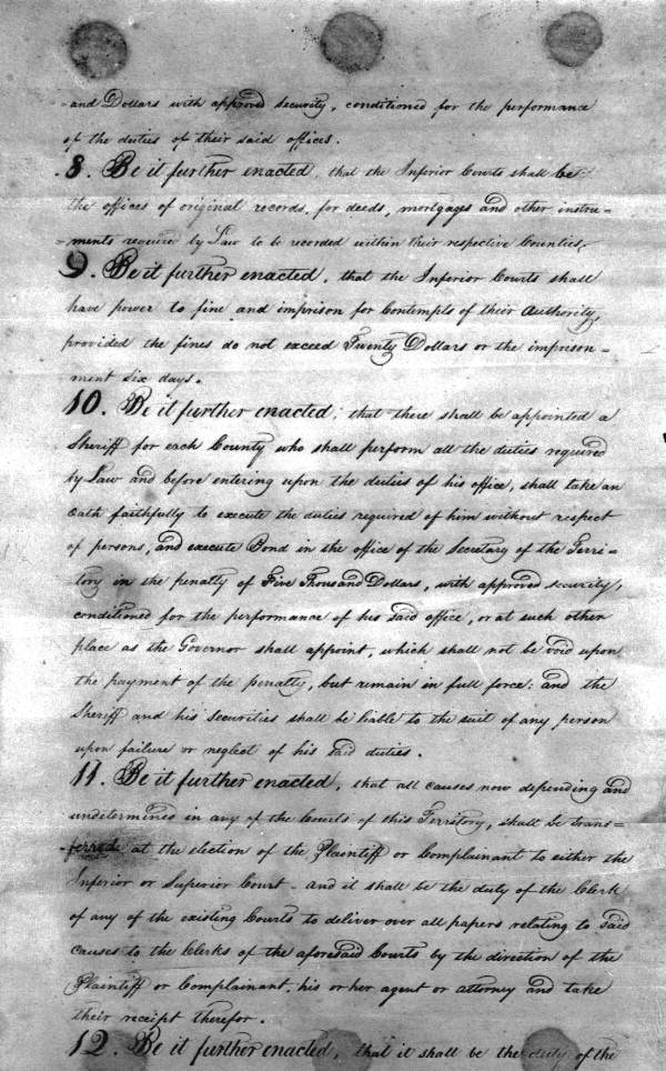 First acts of the legislative council