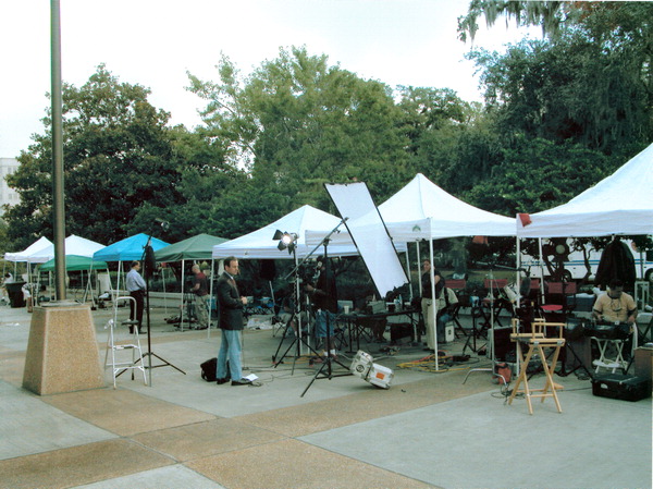 News media on the R.A. Gray Building plaza covering the 2004 Presidential election - Tallahassee, Florida