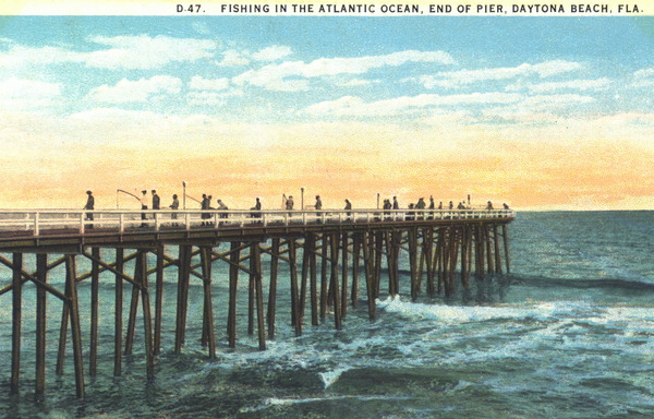 Fishing in the Atlantic Ocean, end of pier - Daytona Beach, Florida