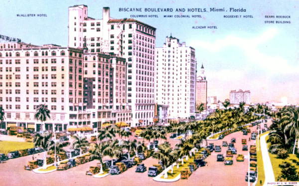 Biscayne Boulevard and hotels - Miami, Florida..