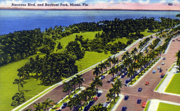 Biscayne Boulevard and Bayfront Park - Miami, Florida.