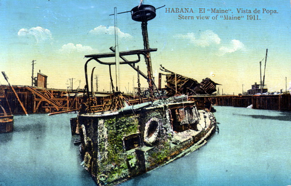 Stern view of the U.S. Battleship Maine, 1911 - Havana, Cuba.