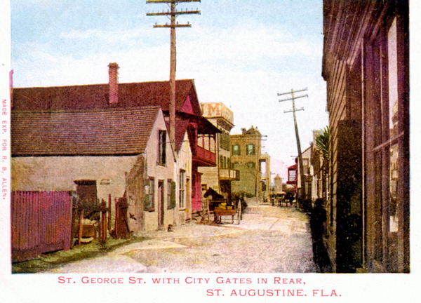 Saint George Street with city gates in rear, Saint Augustine, Florida.