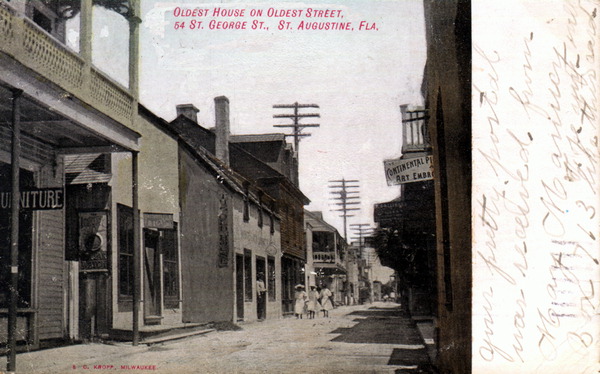 Oldest house on oldest street, 54 Saint George Street, Saint Augustine, Florida.