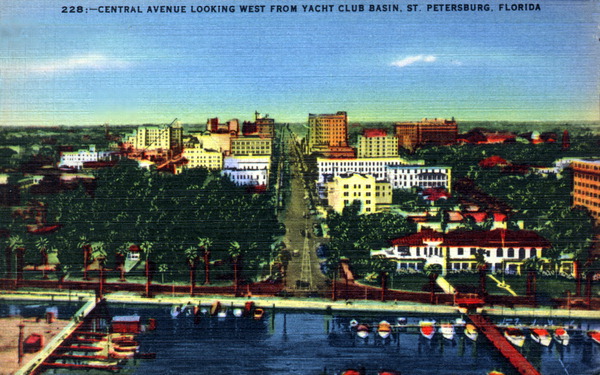 Central Avenue looking west from yacht club basin - Saint Petersburg, Florida.
