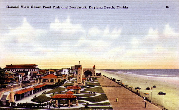 General view Ocean Front Park and boardwalk - Daytona Beach, Florida