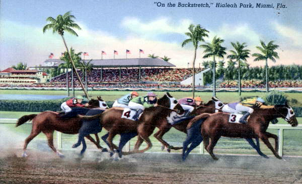 "On the Backstretch," Hialeah Park, Miami, Fla..