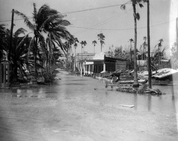 Tidal flooding in Everglades City 2 days after passage of Donna 1960.