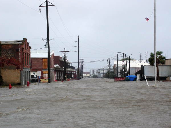 Flooding of Apalachicola streets from Hurricane Dennis.
