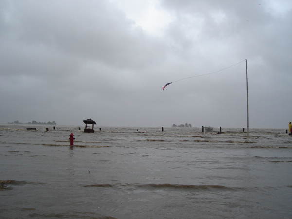 Flooded streets in Apalachicola during Hurricane Dennis.