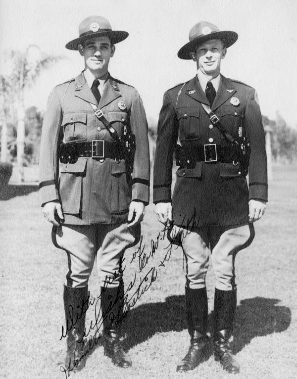 Portrait of patrolmen Guy Bostick and C.W. Keith in their new winter uniforms - Bartow, Florida.