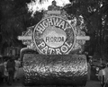 View of the Florida Highway Patrol float ready for Governor Dan McCarty's inaugural parade in Tallahassee, Florida.