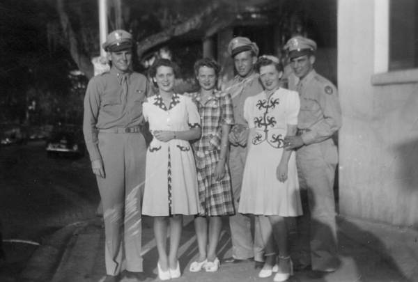 Portrait of military couples at Dale Mabry Field near Tallahassee, Florida.