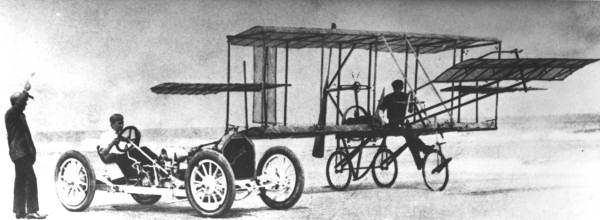 First engine propelled heavier-than-air machine to appear on Daytona Beach