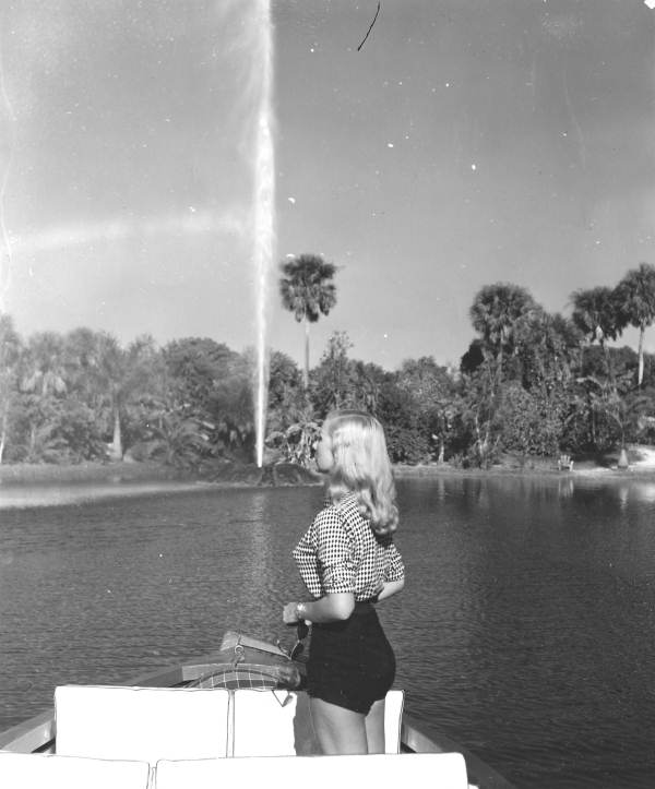 Woman on boat bow at Africa USA- Boca Raton, Florida.