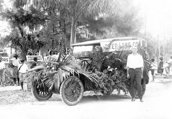 Decorated automobile in parade..