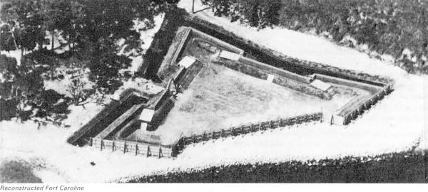 Aerial view of reconstructed Fort Caroline.
