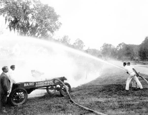 Pumping water from the duckpond in northeast Gainesville.
