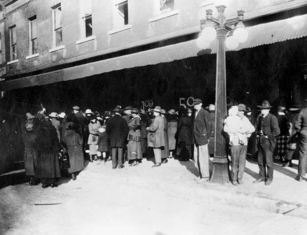 Crowd gathering for pre-inventory sale.