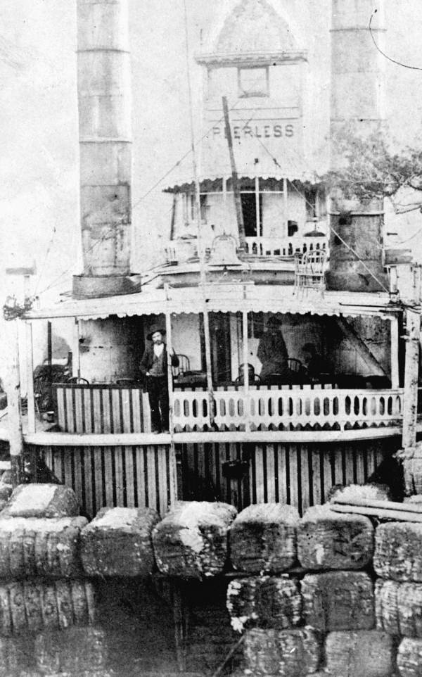 Steamboat with bales of cotton on Choctawhatchee River