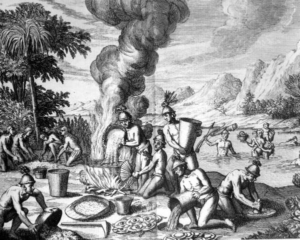 Timucua Indians preparing a feast
